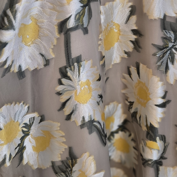 Lela Rose Sunflower Print Beige Midi Dress Boatneck Draped Bodice MSRP $1890 NWT - Picture 5 of 15